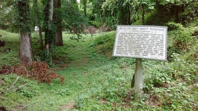 Site of Hot Shot Furnace Marker. Click for full size. Site of Hot Shot Furnace Marker image. Click for full size.