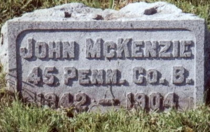 John McKenzie (burial name) aka John Kinsey (military name) grave marker image. Click for full size.