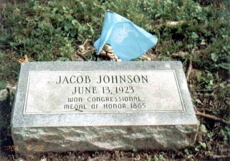 Jacob Johnson (burial name) aka John Swanson (military name)-grave marker image. Click for full size.