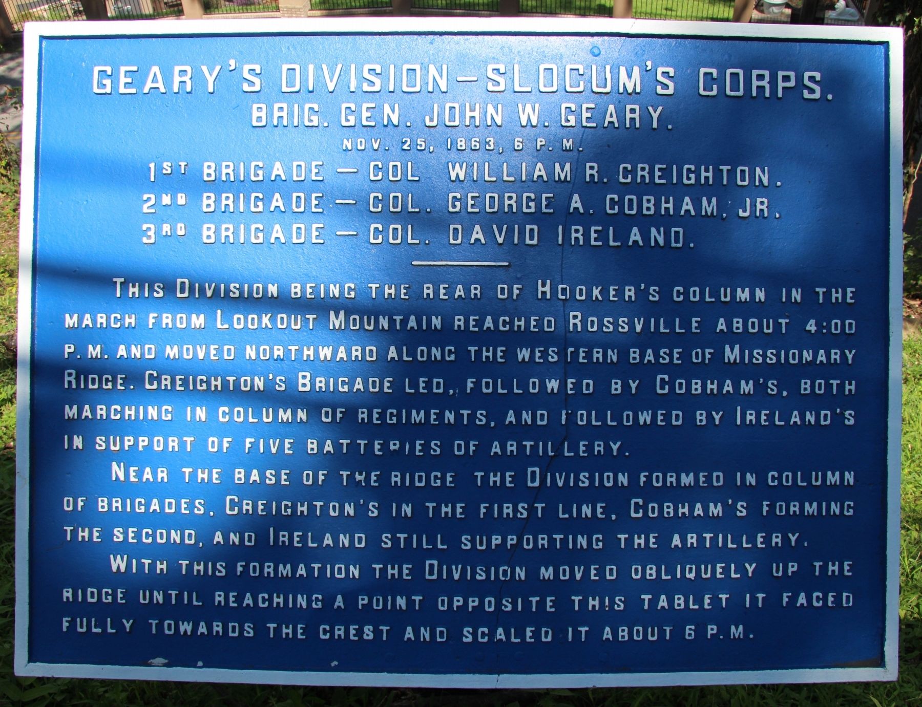 Geary's Division Marker. Click for full size. Geary's Division Marker image. Click for full size.