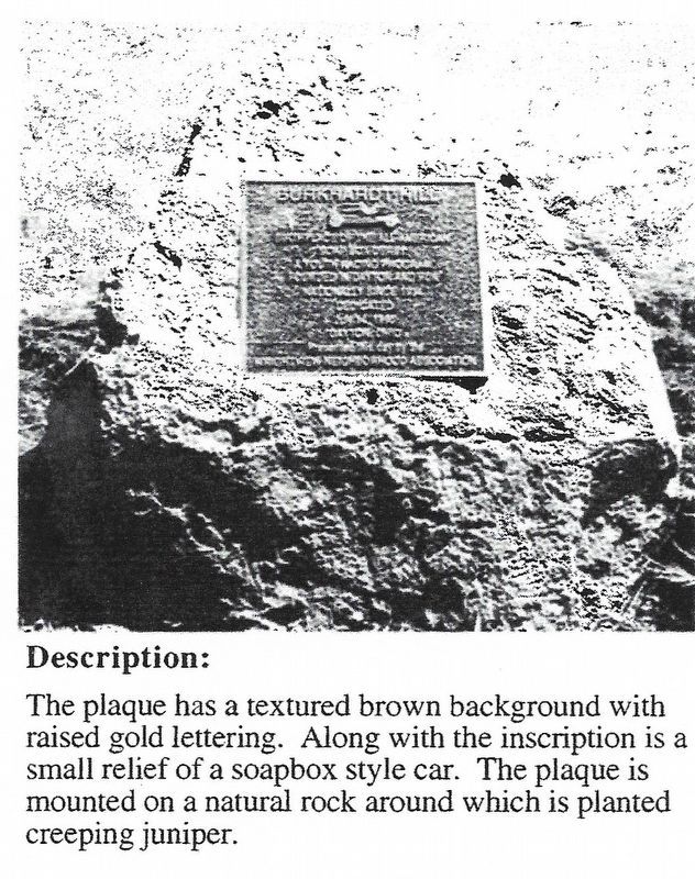 Burkhardt Hill Marker. Click for full size. Burkhardt Hill Marker image. Click for full size.
