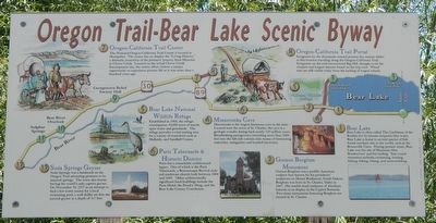 Oregon Trail-Bear Lake Scenic Byway information panel. Click for full size. Oregon Trail-Bear Lake Scenic Byway information panel image. Click for full size.
