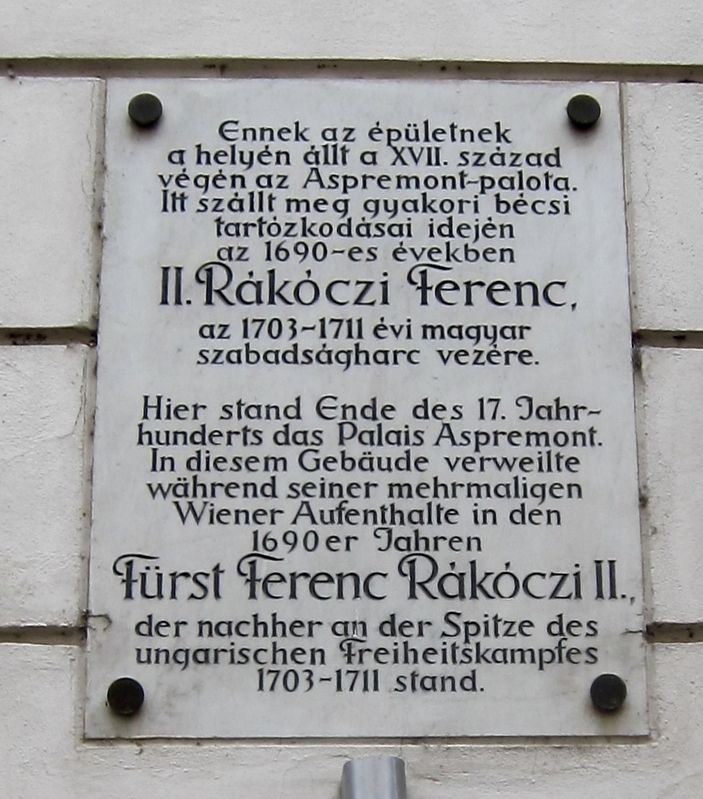 Ferenc Rákóczi Marker. Click for full size. Ferenc Rákóczi Marker image. Click for full size.