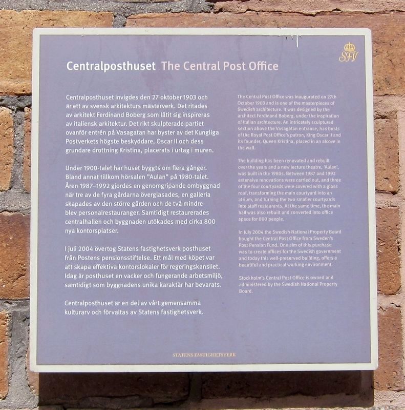Centralposthuset / The Central Post Office Marker image. Click for full size.