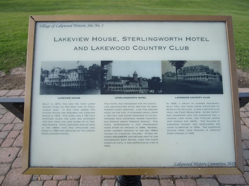 Lakeview House, Sterlingworth Hotel and Lakewood Country Club Marker image. Click for full size.