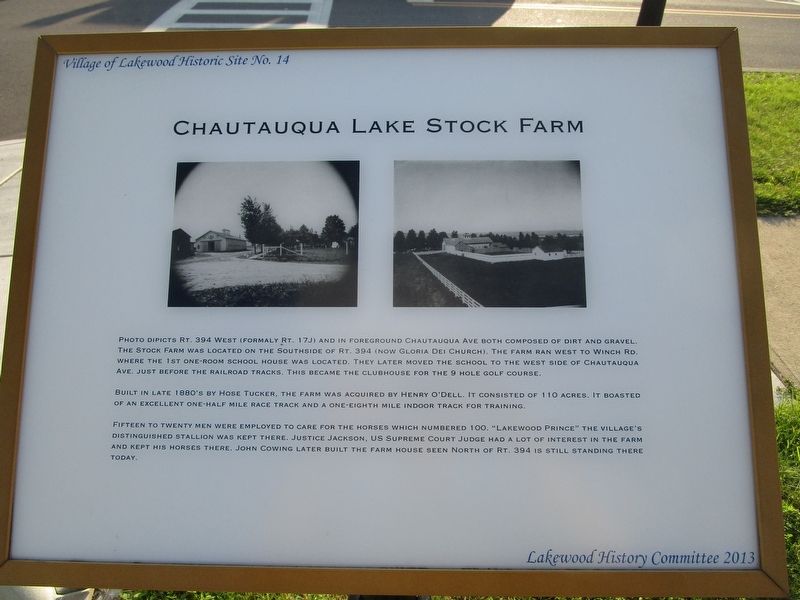 Chautauqua Lake Stock Farm Marker image. Click for full size.