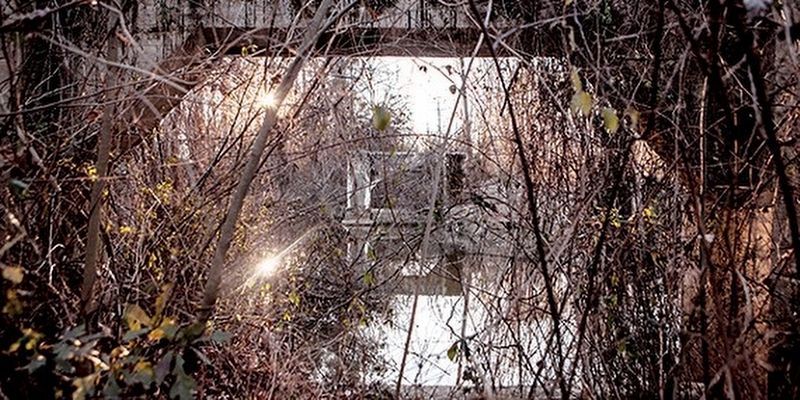 Two abutments remain the only markers at the site of Ell Persons� 1917 lynching image. Click for full size.