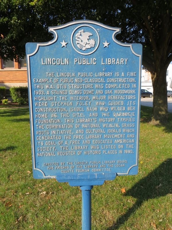 Lincoln Public Library Marker image. Click for full size.