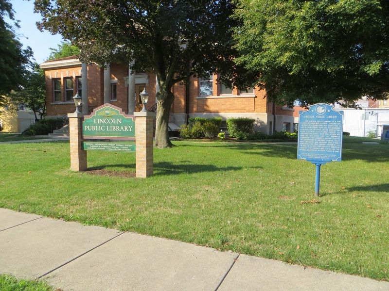 Lincoln Public Library Marker. Click for full size. Lincoln Public Library Marker image. Click for full size.