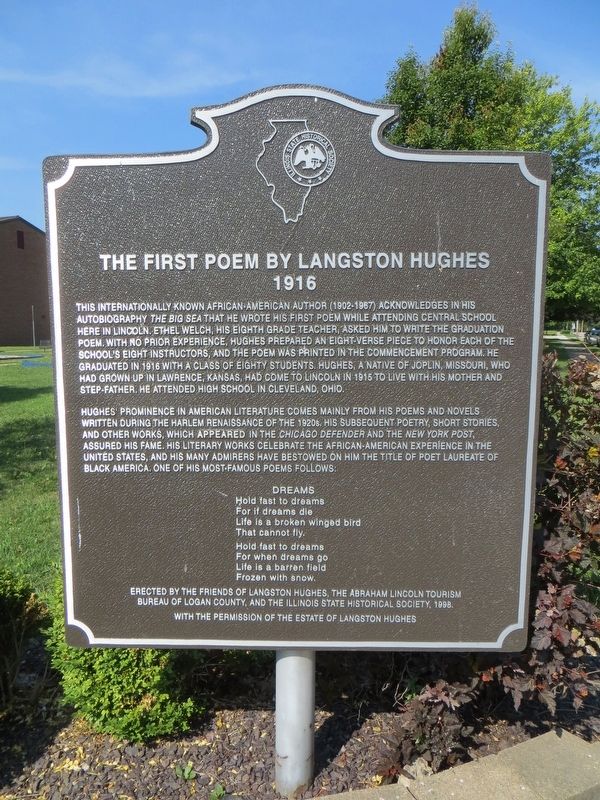 The First Poem by Langston Hughes Marker image. Click for full size.