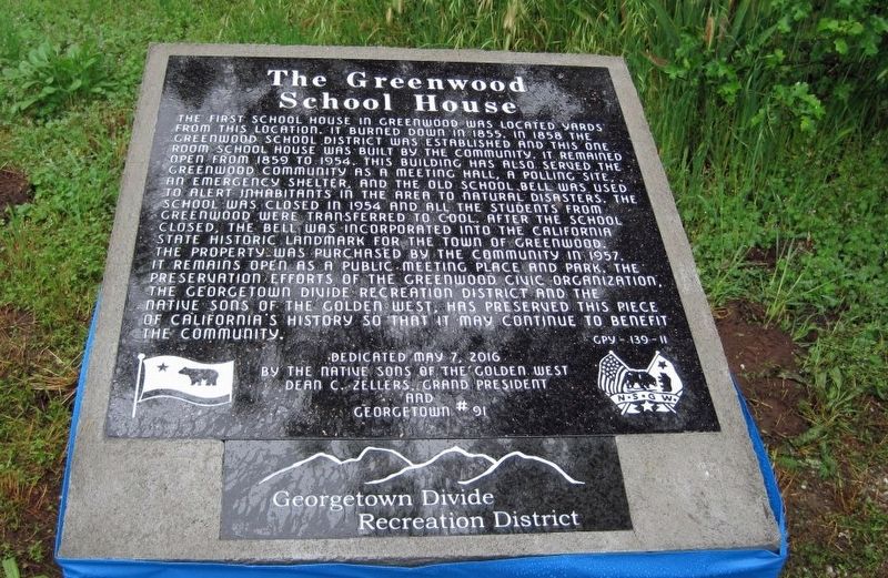 The Greenwood School House Marker image. Click for full size.