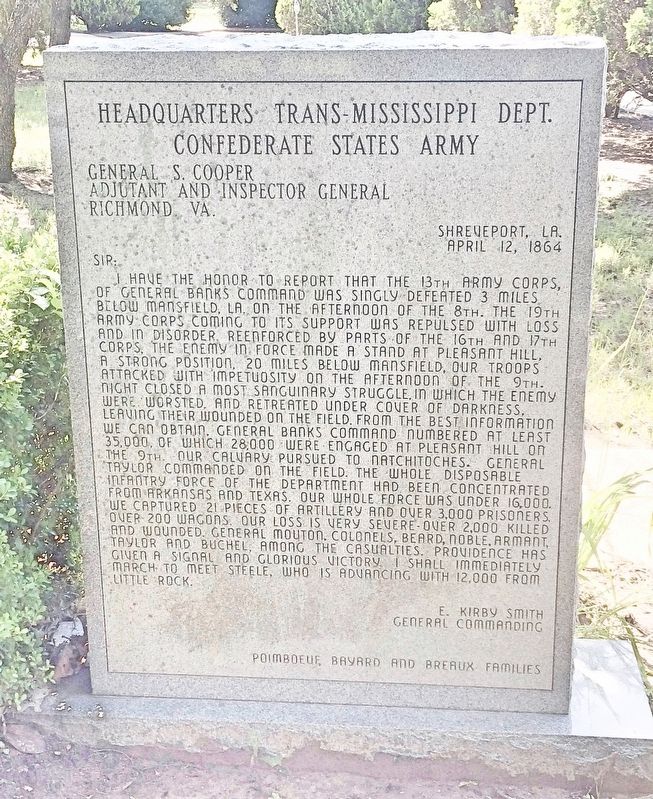 Headquarters Trans-Mississippi Dept. Monument (Rear). Click for full size. Headquarters Trans-Mississippi Dept. Monument (Rear) image. Click for full size.