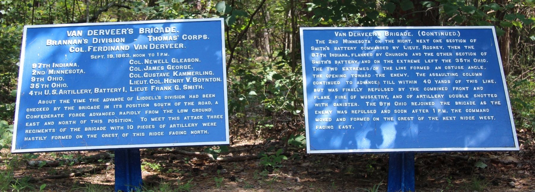 Van Derveer's Brigade Marker. Click for full size. Van Derveer's Brigade Marker image. Click for full size.