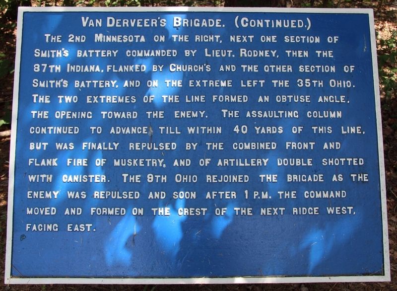 Van Derveer's Brigade Marker. Click for full size. Van Derveer's Brigade Marker image. Click for full size.