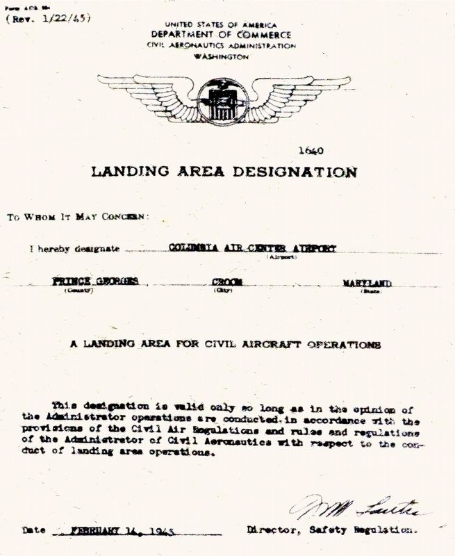 Landing Area Designation image. Click for full size.