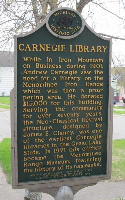 Carnegie Library Marker. Click for full size. Carnegie Library Marker image. Click for full size.
