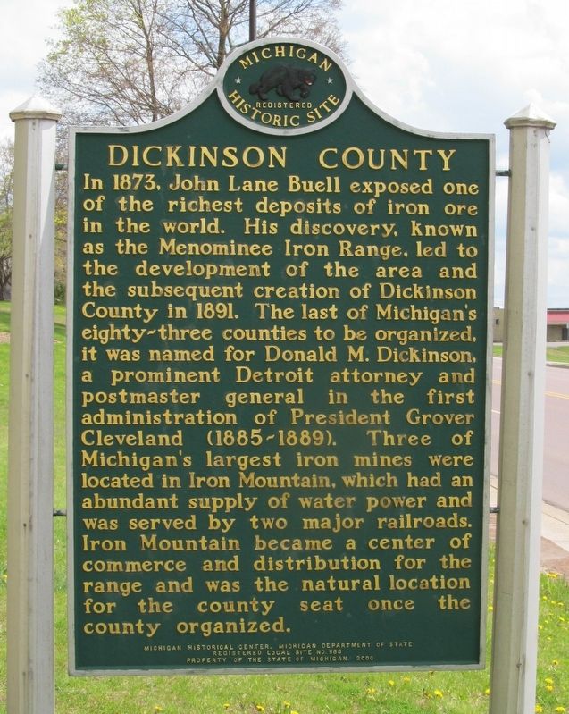 Dickinson County Marker image. Click for full size.