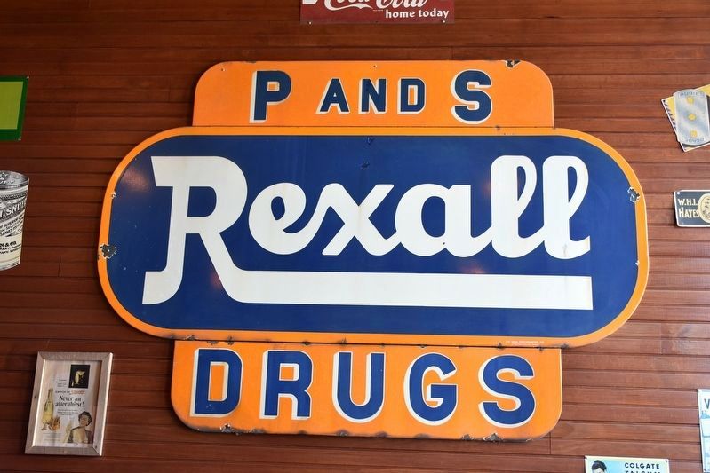 P and S Rexall Drugs (sign inside store) image. Click for full size.
