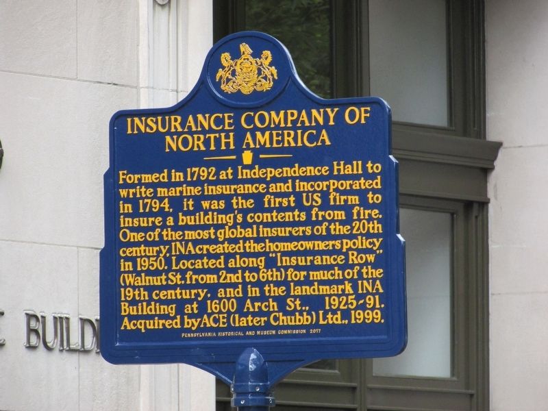 Insurance Company of North America Marker image. Click for full size.