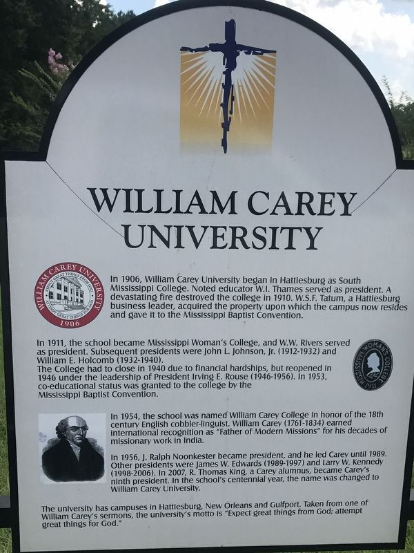 William Carey University Marker image. Click for full size.