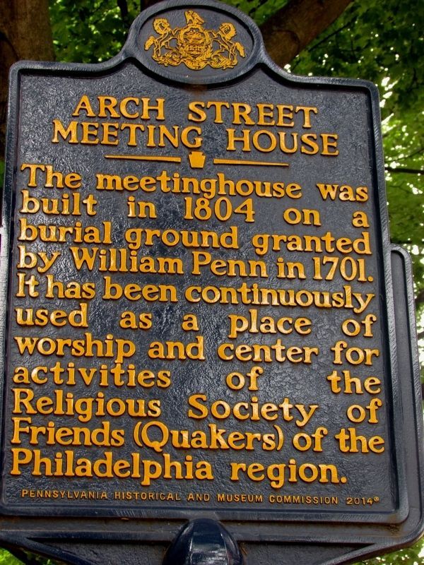 Arch Street Meeting House Marker image. Click for full size.