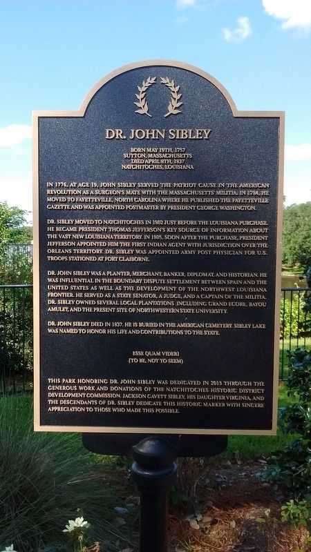 Dr. John Sibley Marker image. Click for full size.