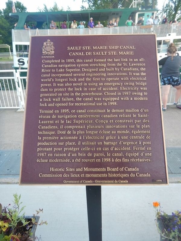 Sault Ste. Marie Ship Canal Marker. Click for full size. Sault Ste. Marie Ship Canal Marker image. Click for full size.