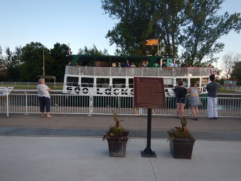 Wideview of Sault Ste. Marie Ship Canal Marker. Click for full size. Wideview of Sault Ste. Marie Ship Canal Marker image. Click for full size.