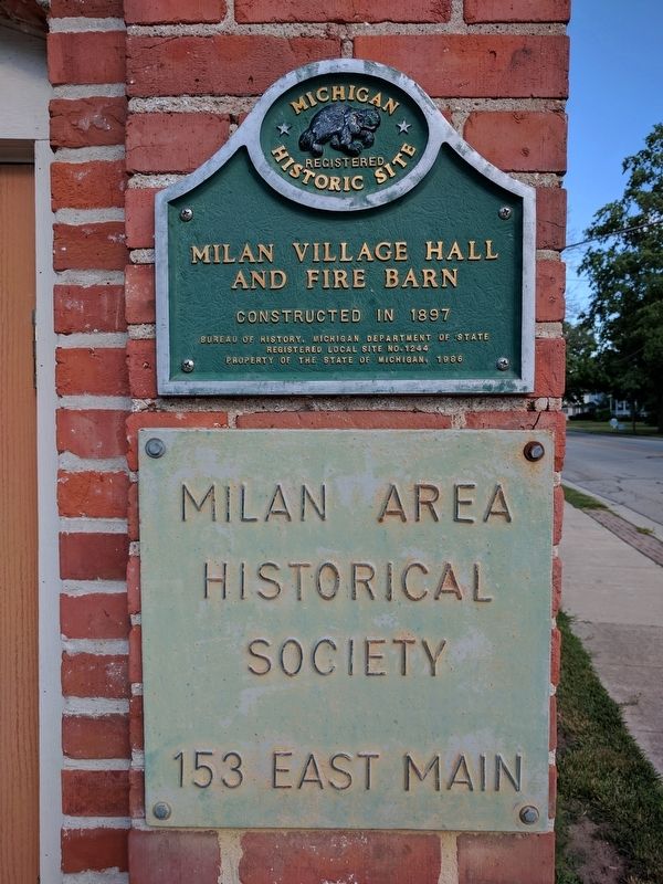 Milan Village Hall and Fire Barn Marker image. Click for full size.