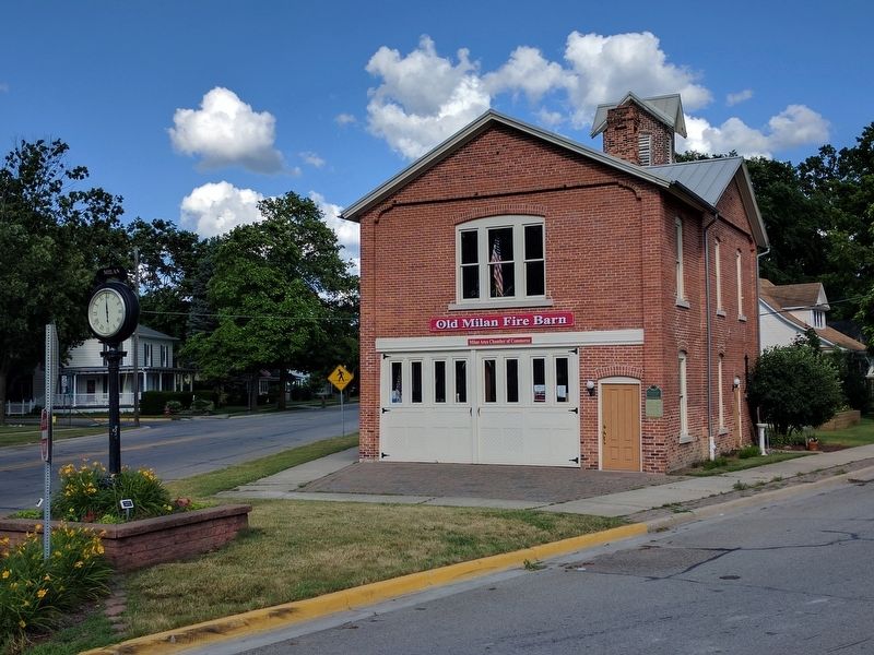 Milan Village Hall and Fire Barn, and Marker image. Click for full size.
