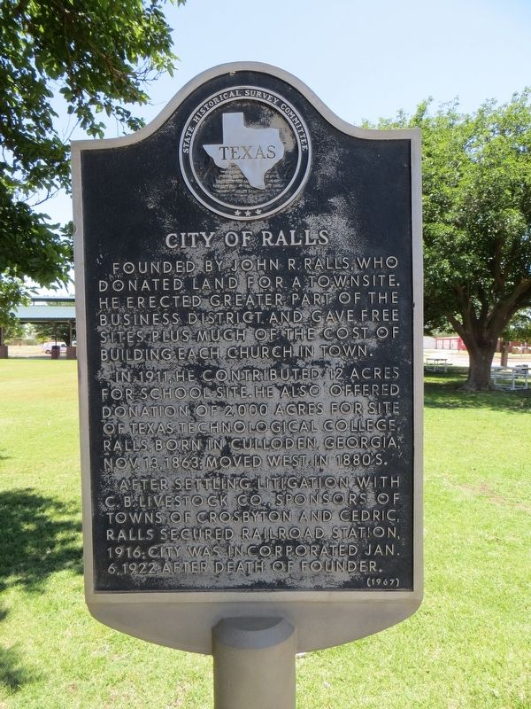 City of Ralls Marker image. Click for full size.