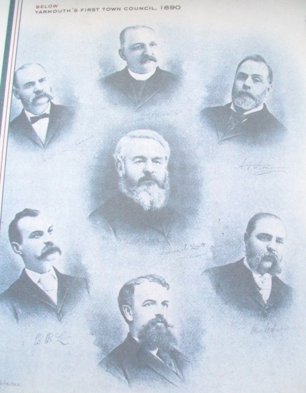Yarmouth's First Town Council Photo on Political Life Marker image. Click for full size.