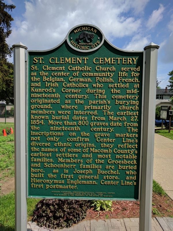 Saint Clement Cemetery Marker image. Click for full size.