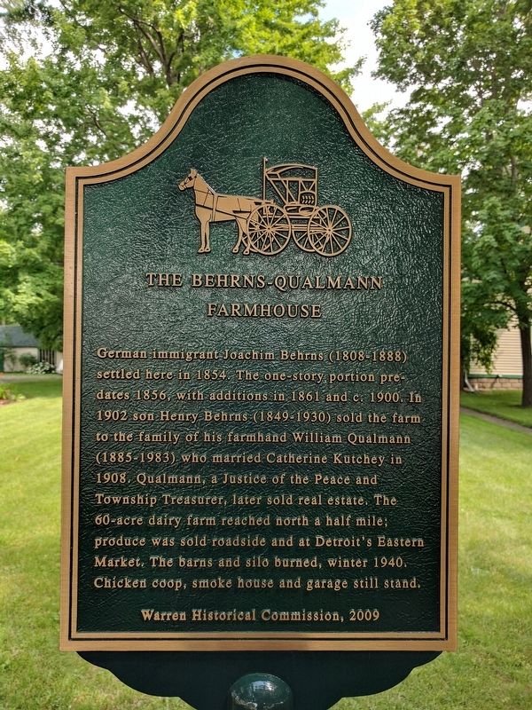 The Behrns-Qualmann Farmhouse Marker image. Click for full size.