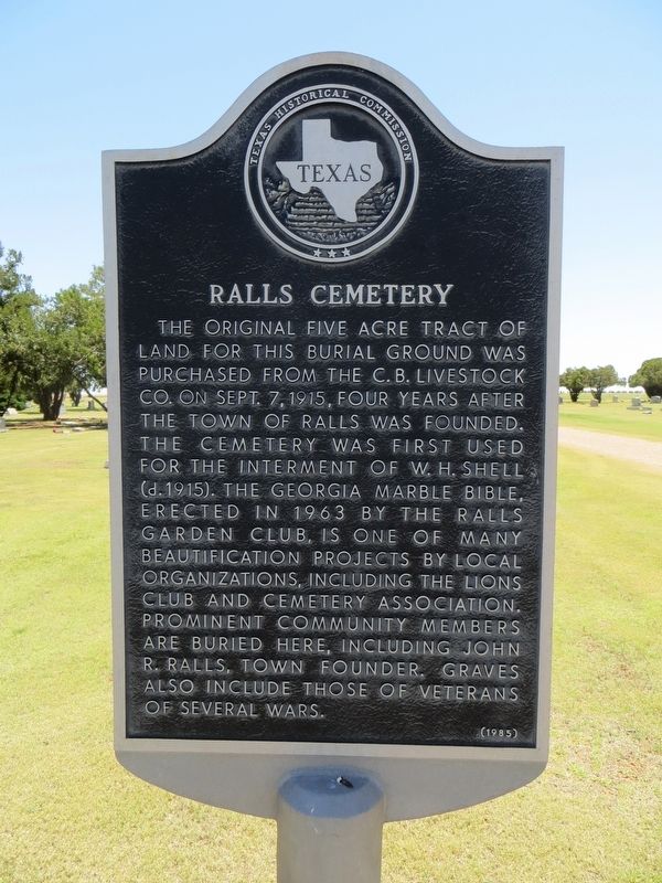 Ralls Cemetery Marker image. Click for full size.