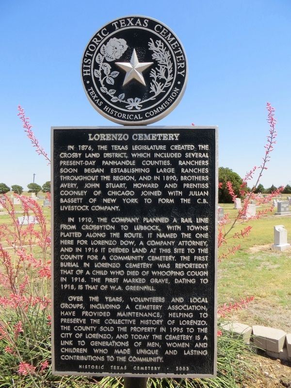Lorenzo Cemetery Marker image. Click for full size.