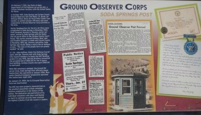 Ground Observation Corps Soda Springs Post Marker. Click for full size. Ground Observation Corps Soda Springs Post Marker image. Click for full size.