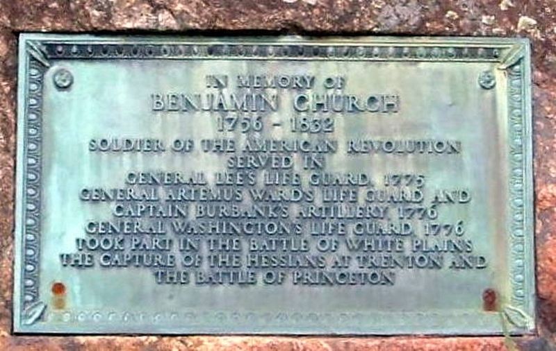 Benjamin Church Marker. Click for full size. Benjamin Church Marker image. Click for full size.