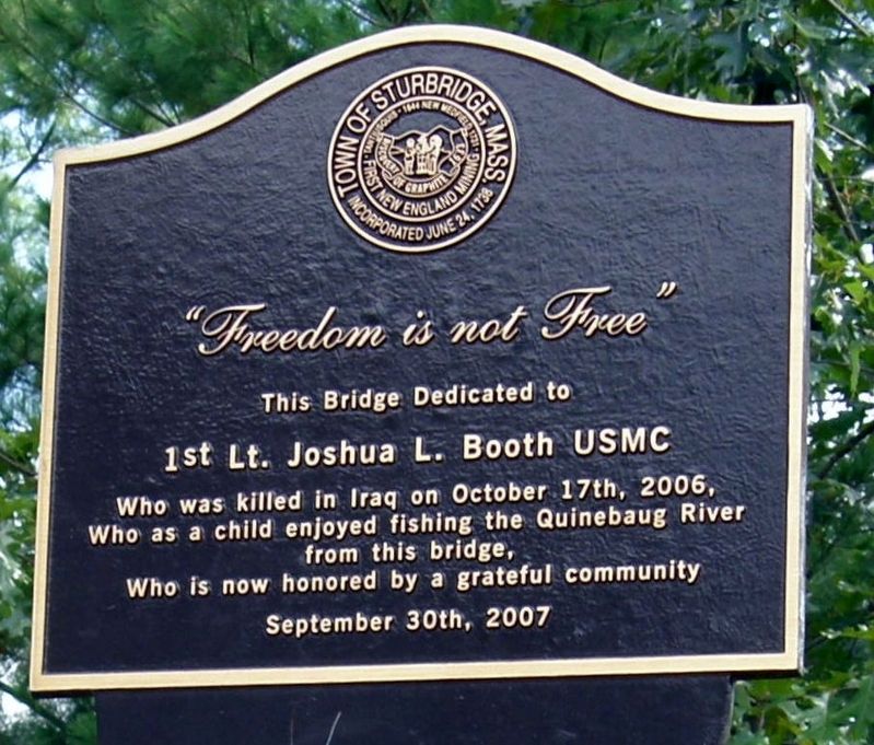 1st Lt. Joshua L. Booth USMC Marker image. Click for full size.