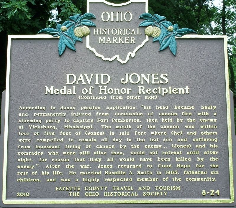 David Jones: Medal of Honor Recipient Marker Reverse. Click for full size. David Jones: Medal of Honor Recipient Marker Reverse image. Click for full size.