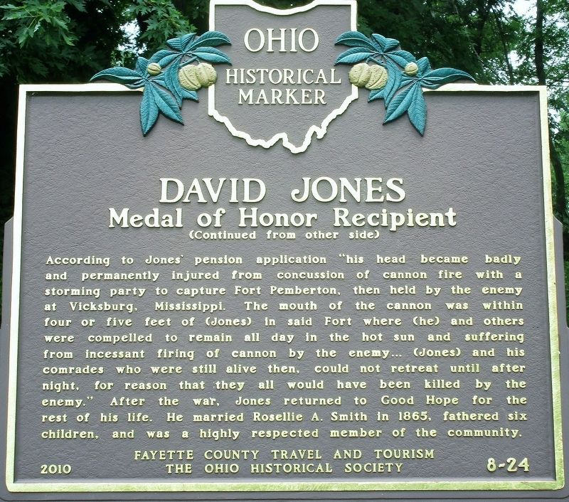 David Jones: Medal of Honor Recipient Marker Reverse image. Click for full size.