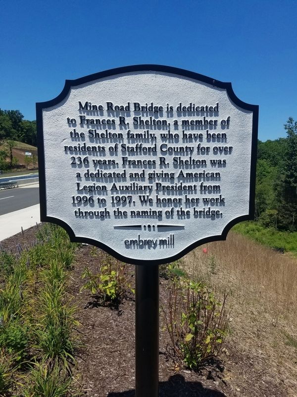 Frances R. Shelton Bridge Marker. Click for full size. Frances R. Shelton Bridge Marker image. Click for full size.