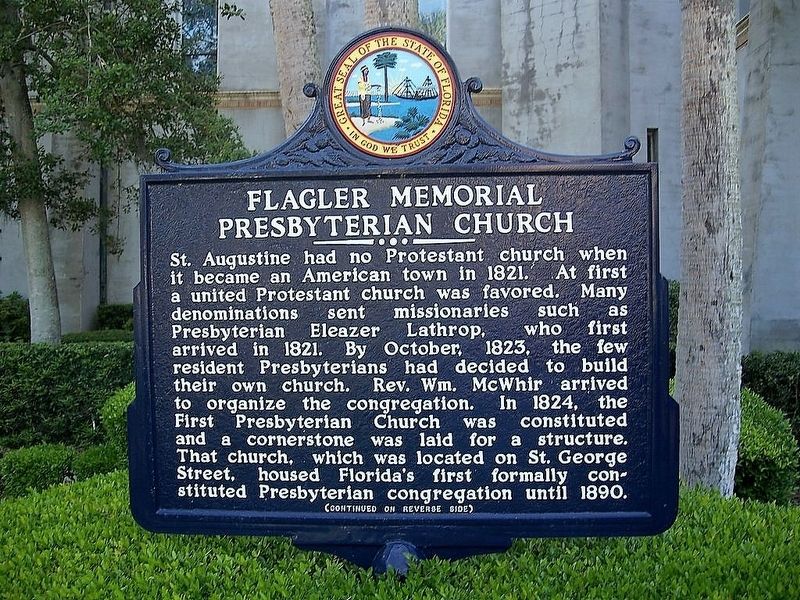 Flagler Memorial Presbyterian Church Marker. Click for full size. Flagler Memorial Presbyterian Church Marker image. Click for full size.