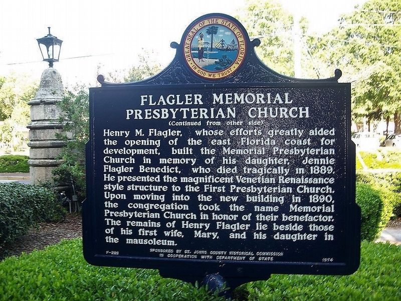 Flagler Memorial Presbyterian Church Marker. Click for full size. Flagler Memorial Presbyterian Church Marker image. Click for full size.