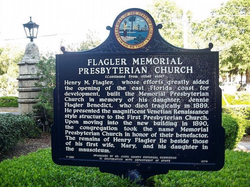 Flagler Memorial Presbyterian Church Marker image. Click for full size.