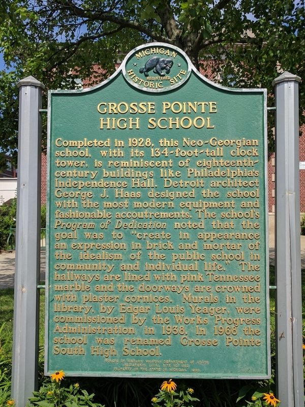 Grosse Pointe High School Marker. Click for full size. Grosse Pointe High School Marker image. Click for full size.
