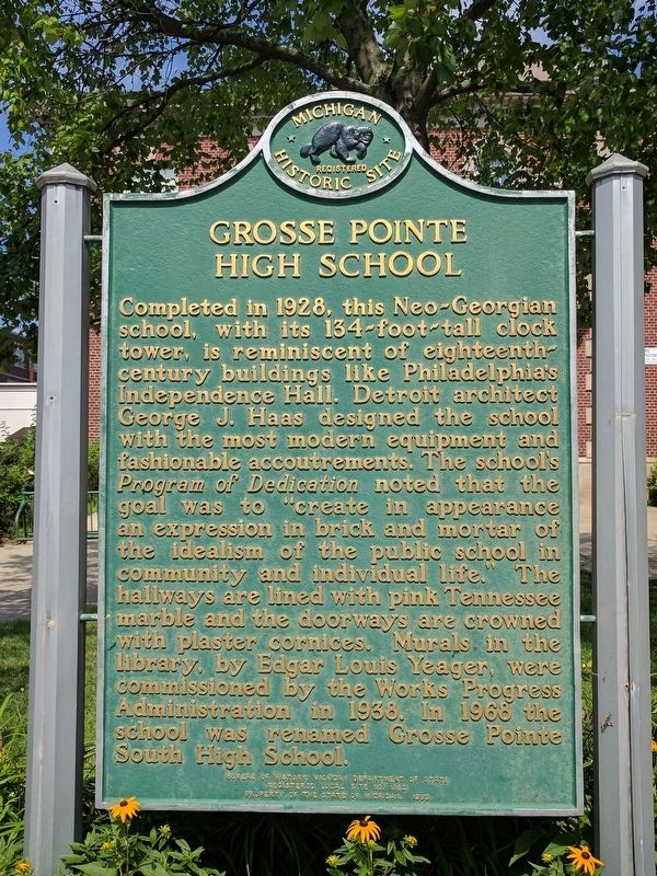 Grosse Pointe High School Marker image. Click for full size.