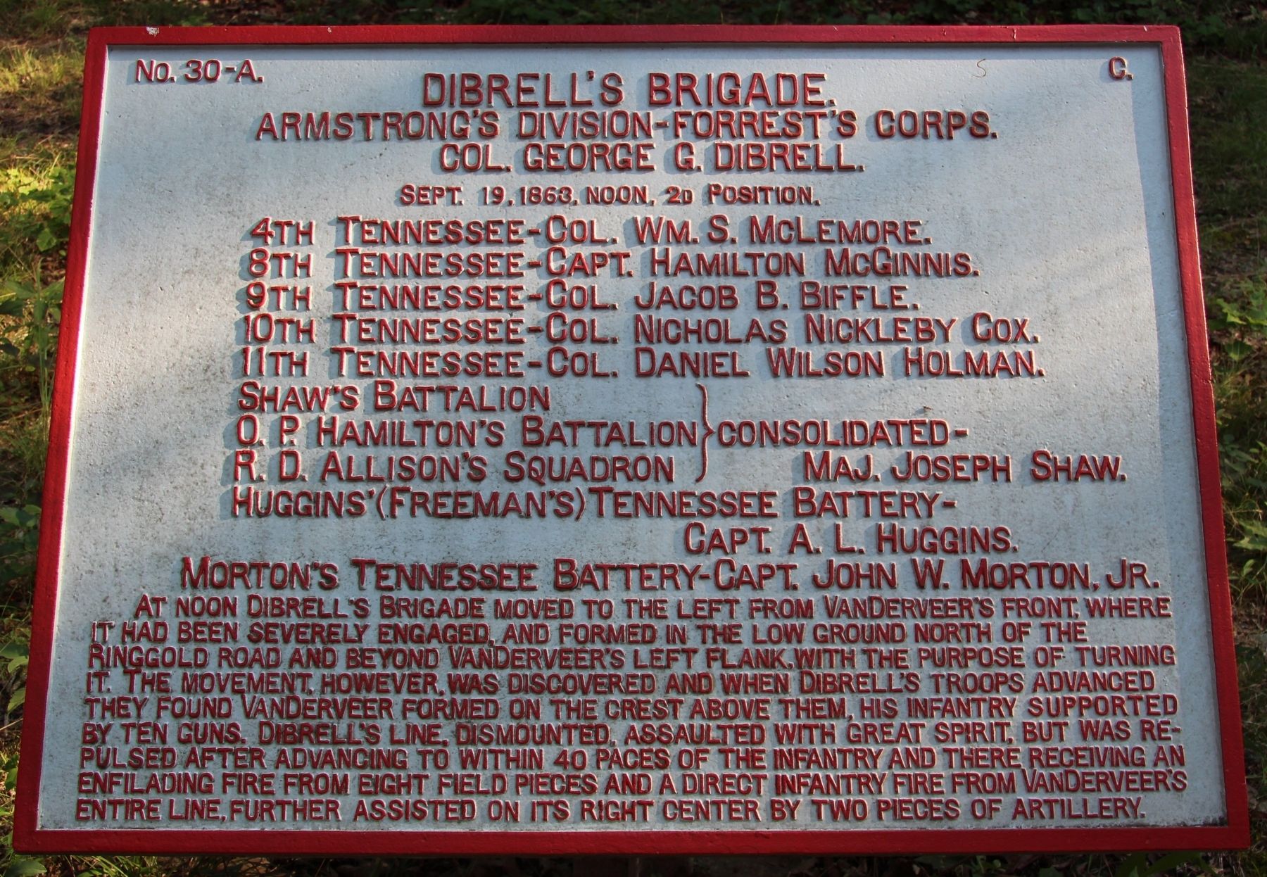 Dibrell's Brigade Marker. Click for full size. Dibrell's Brigade Marker image. Click for full size.