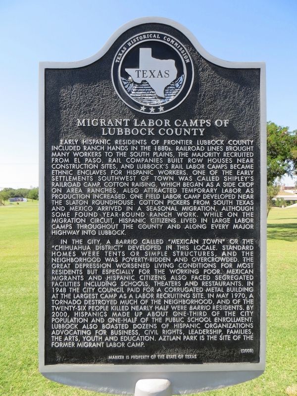 Migrant Labor Camps of Lubbock County Marker image. Click for full size.