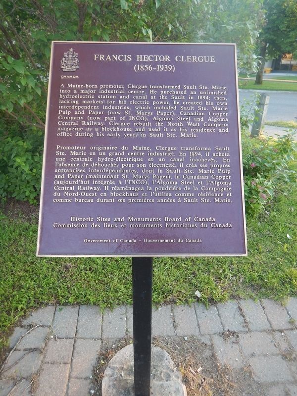 Francis Hector Clergue Marker. Click for full size. Francis Hector Clergue Marker image. Click for full size.